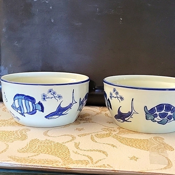 Yokohama Studio Other - 2 Yokohama Studio Handpainted Turtle Rice Salad Bowls Japan